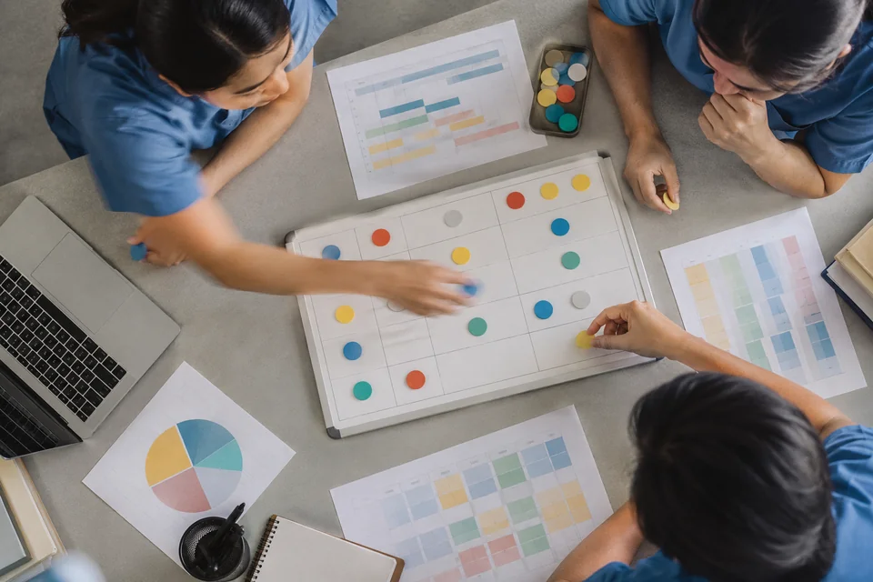An overhead view of healthcare operations planning