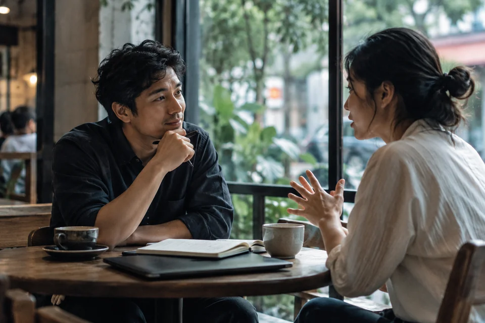 A founder listening to a potential user during discovery